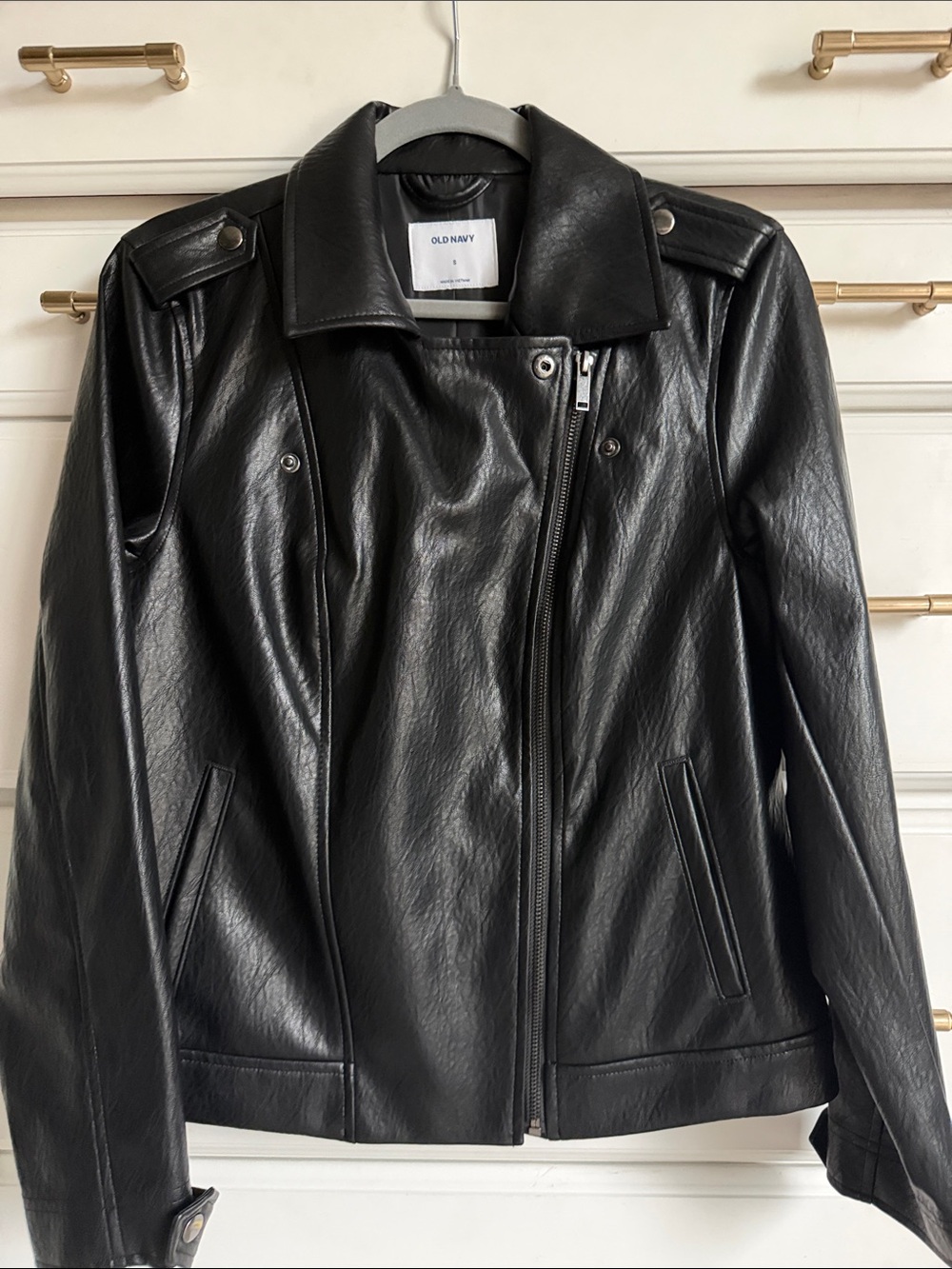 Old Navy Black Faux Leather Moto-Style Jacket
